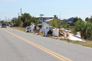 Roadways along Horseshoe, Keaton Beach, and Steinhatchee were piled with interiors of homes that flooded during the storm. (Photo: Lisa Grubba) 